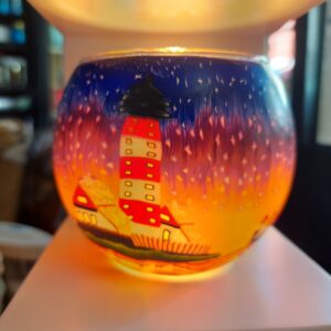 Illuminated Glass Tealight Holder - Lighthouse