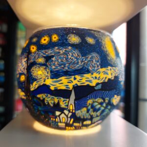 Illuminated Glass Tealight Holder - Starry Night