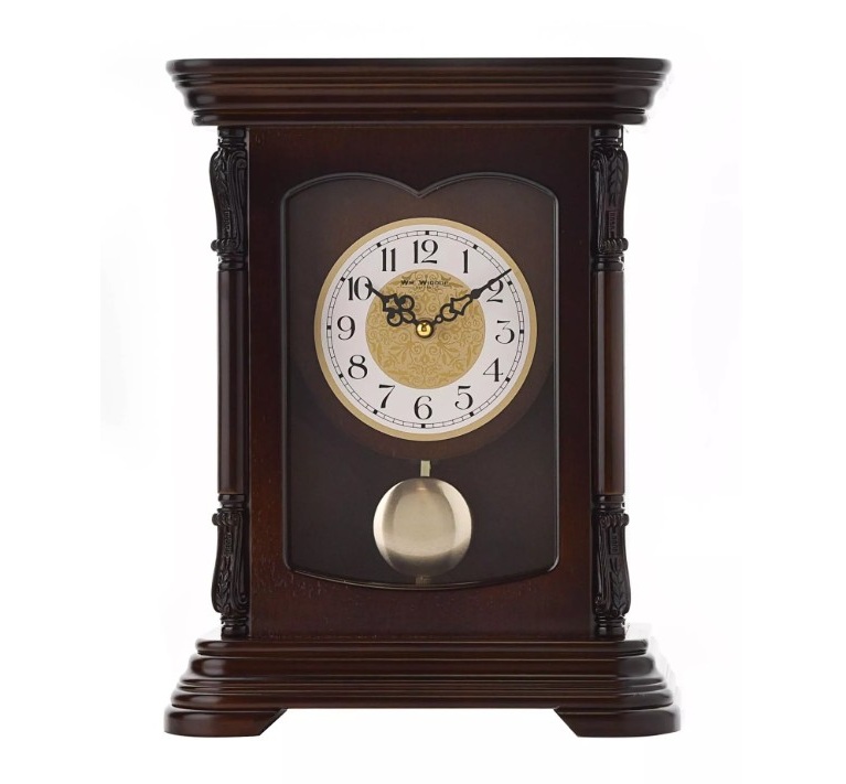 Wooden mantel clock with pendulum